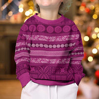 Fiji Marau na Kerisimasi Kid Ugly Christmas Sweater Pink Tapa Masi Inspired Christmas LT9 - Polynesian Pride