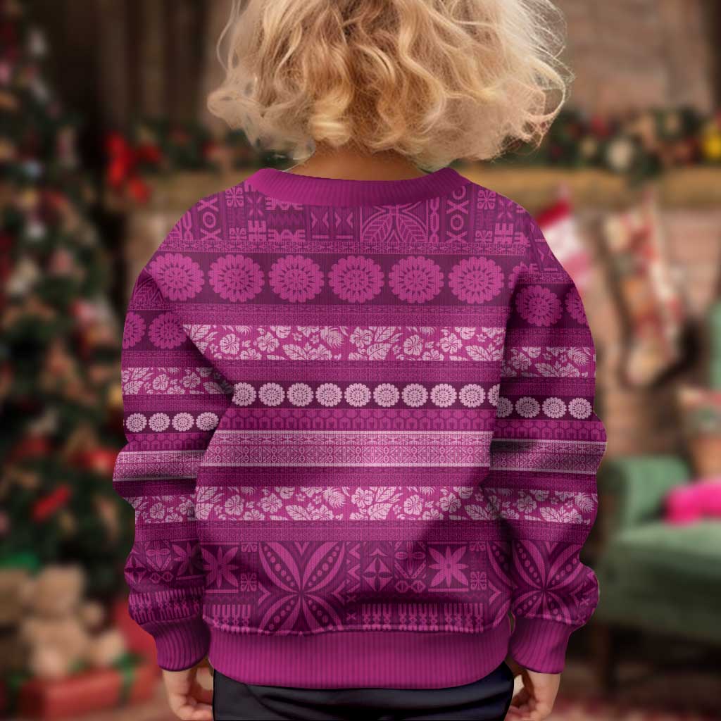 Fiji Marau na Kerisimasi Kid Ugly Christmas Sweater Pink Tapa Masi Inspired Christmas LT9 - Polynesian Pride