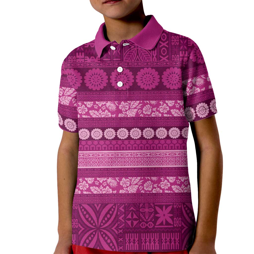 Fiji Marau na Kerisimasi Kid Polo Shirt Pink Tapa Masi Inspired Christmas LT9 Kid Pink - Polynesian Pride