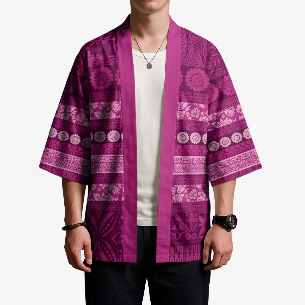 Fiji Marau na Kerisimasi Kimono Pink Tapa Masi Inspired Christmas LT9 - Polynesian Pride