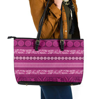 Fiji Marau na Kerisimasi Leather Tote Bag Pink Tapa Masi Inspired Christmas - Polynesian Pride