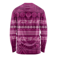 Fiji Marau na Kerisimasi Long Sleeve Shirt Pink Tapa Masi Inspired Christmas LT9 - Polynesian Pride