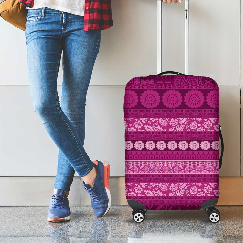 Fiji Marau na Kerisimasi Luggage Cover Pink Tapa Masi Inspired Christmas LT9 - Polynesian Pride