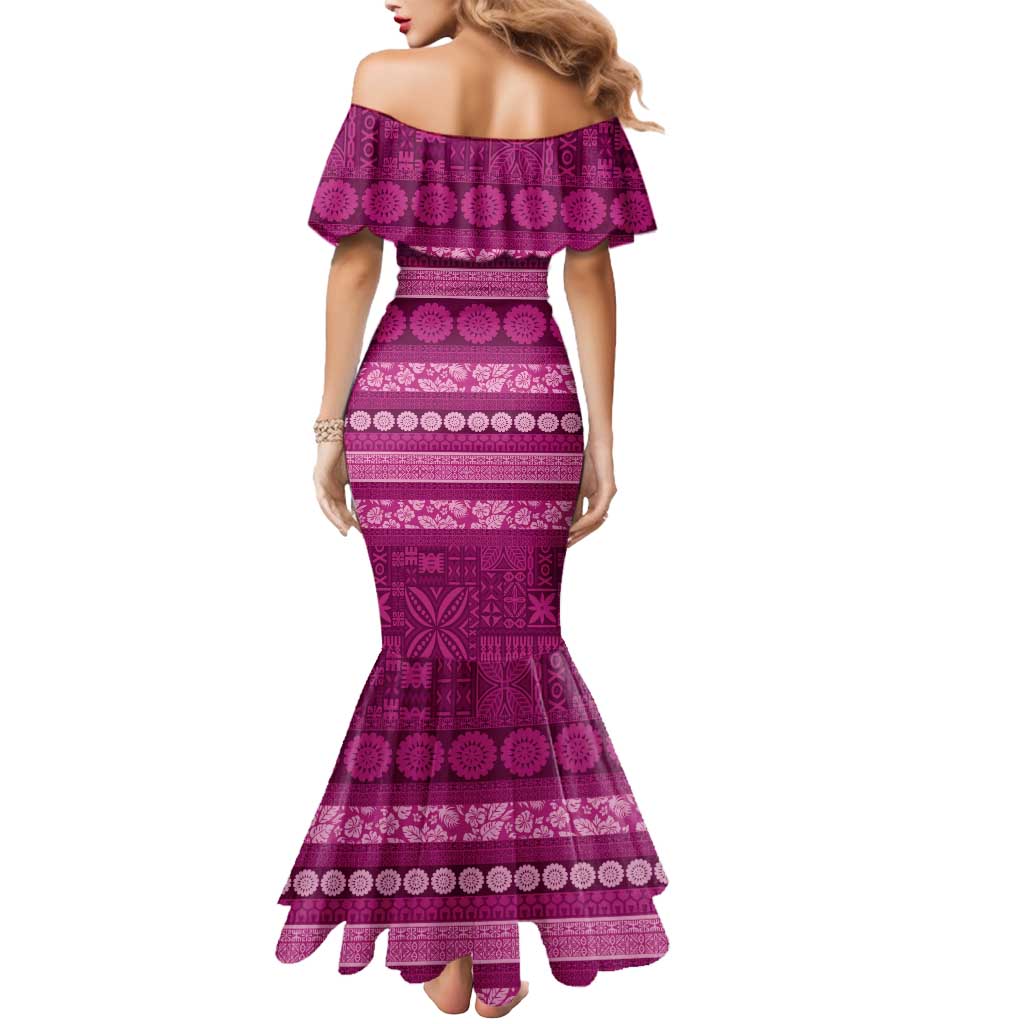 Fiji Marau na Kerisimasi Mermaid Dress Pink Tapa Masi Inspired Christmas LT9 - Polynesian Pride