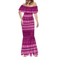 Fiji Marau na Kerisimasi Mermaid Dress Pink Tapa Masi Inspired Christmas LT9 - Polynesian Pride