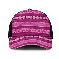 Fiji Marau na Kerisimasi Mesh Trucker Cap Pink Tapa Masi Inspired Christmas - Polynesian Pride