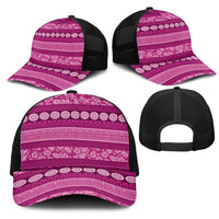 Fiji Marau na Kerisimasi Mesh Trucker Cap Pink Tapa Masi Inspired Christmas - Polynesian Pride