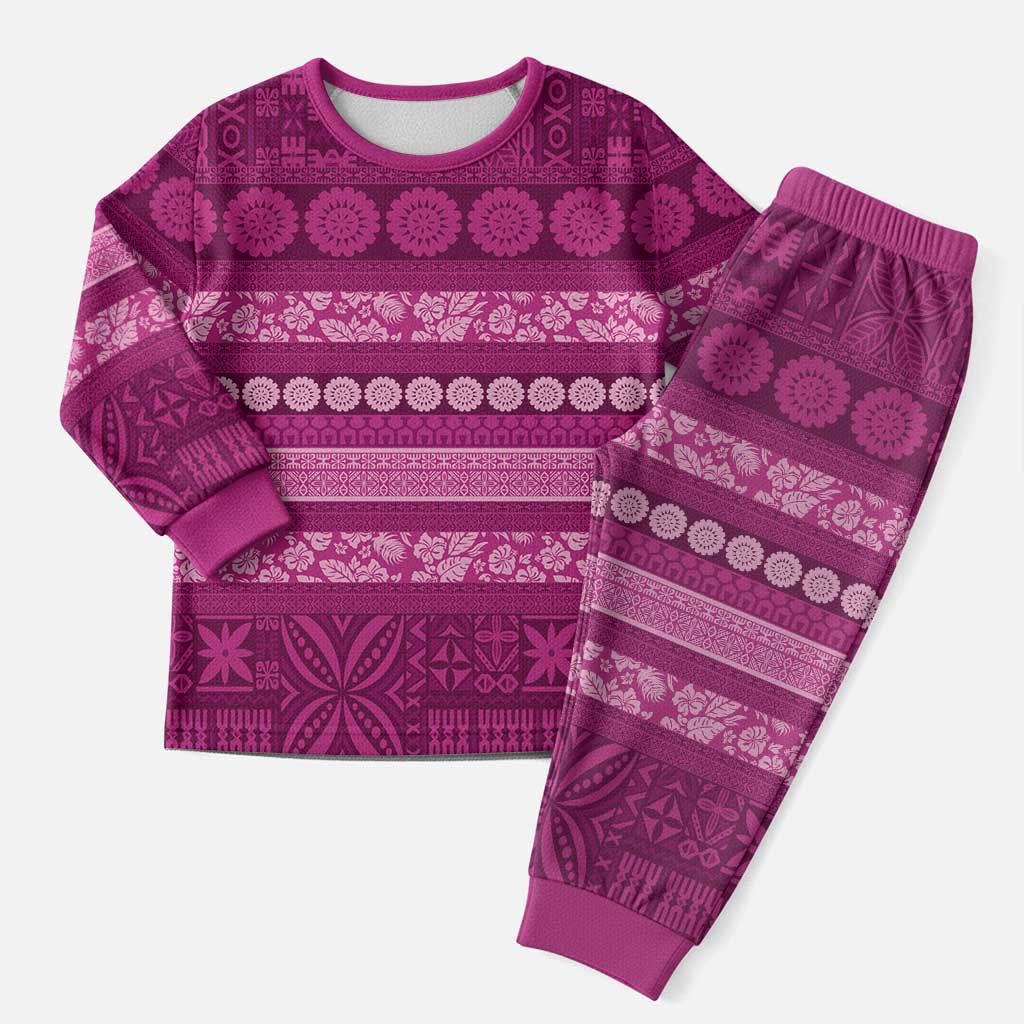 Fiji Marau na Kerisimasi Christmas Pajama Set Pink Tapa Masi Inspired Christmas - Polynesian Pride