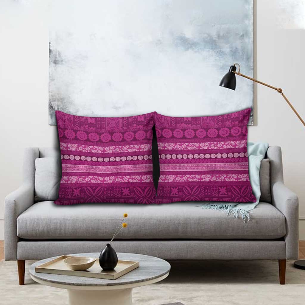 Fiji Marau na Kerisimasi Pillow Cover Pink Tapa Masi Inspired Christmas - Polynesian Pride