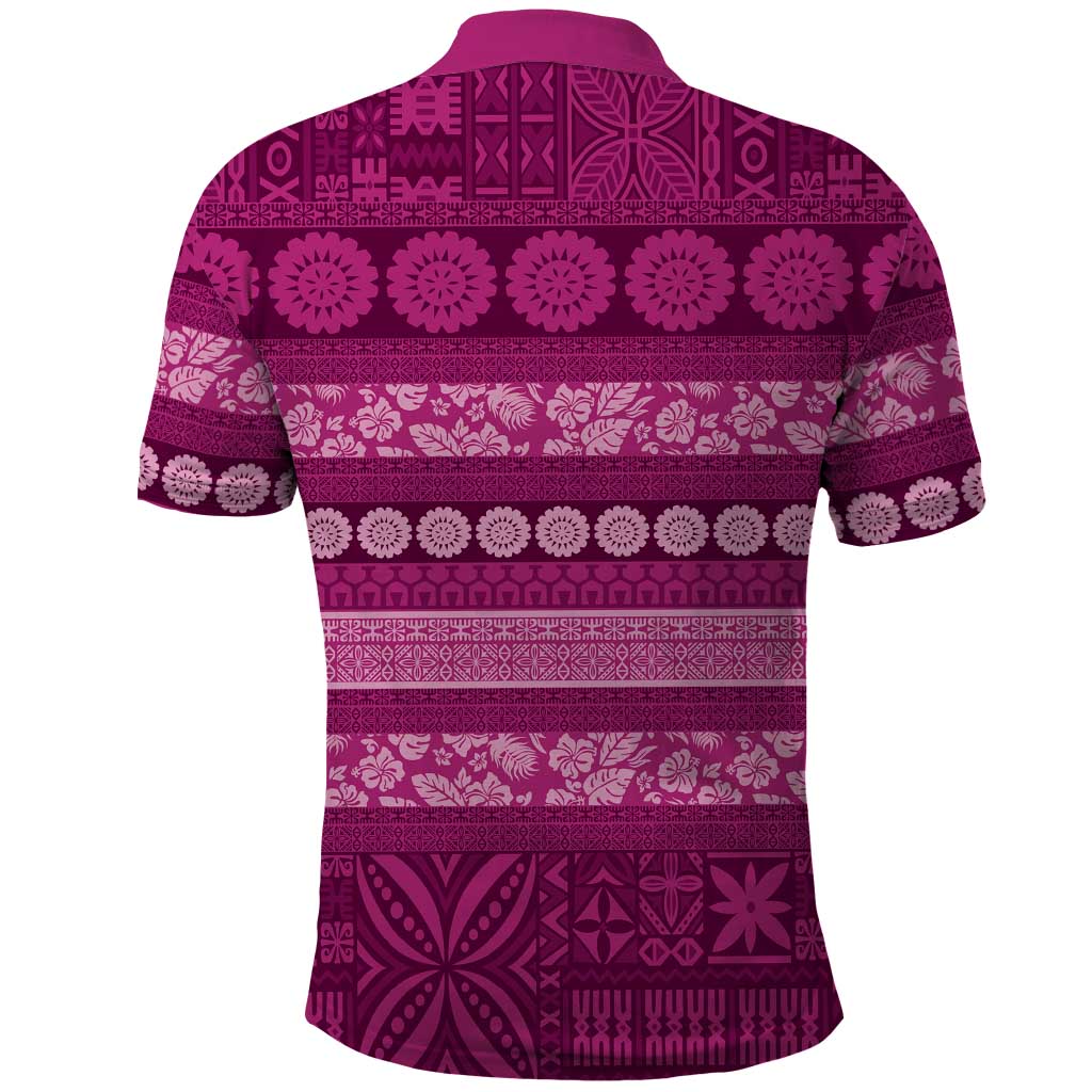 Fiji Marau na Kerisimasi Polo Shirt Pink Tapa Masi Inspired Christmas LT9 - Polynesian Pride