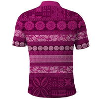 Fiji Marau na Kerisimasi Polo Shirt Pink Tapa Masi Inspired Christmas LT9 - Polynesian Pride