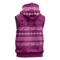 Fiji Marau na Kerisimasi Sleeveless Hoodie Pink Tapa Masi Inspired Christmas LT9 - Polynesian Pride