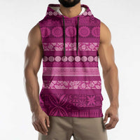 Fiji Marau na Kerisimasi Sleeveless Hoodie Pink Tapa Masi Inspired Christmas LT9 - Polynesian Pride
