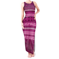 Fiji Marau na Kerisimasi Tank Maxi Dress Pink Tapa Masi Inspired Christmas LT9 Women Pink - Polynesian Pride