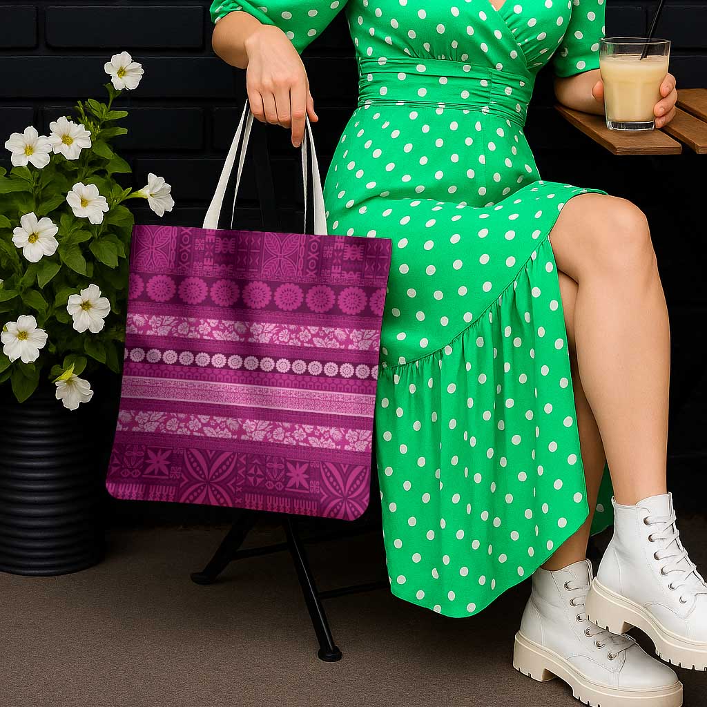 Fiji Marau na Kerisimasi Tote Bag Pink Tapa Masi Inspired Christmas - Polynesian Pride