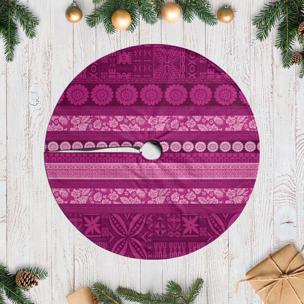 Fiji Marau na Kerisimasi Tree Skirt Pink Tapa Masi Inspired Christmas LT9 Casual Pink - Polynesian Pride
