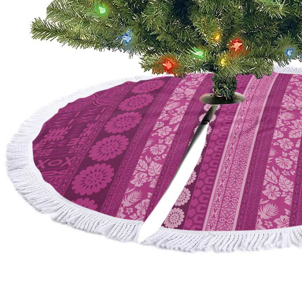 Fiji Marau na Kerisimasi Tree Skirt Pink Tapa Masi Inspired Christmas LT9 - Polynesian Pride