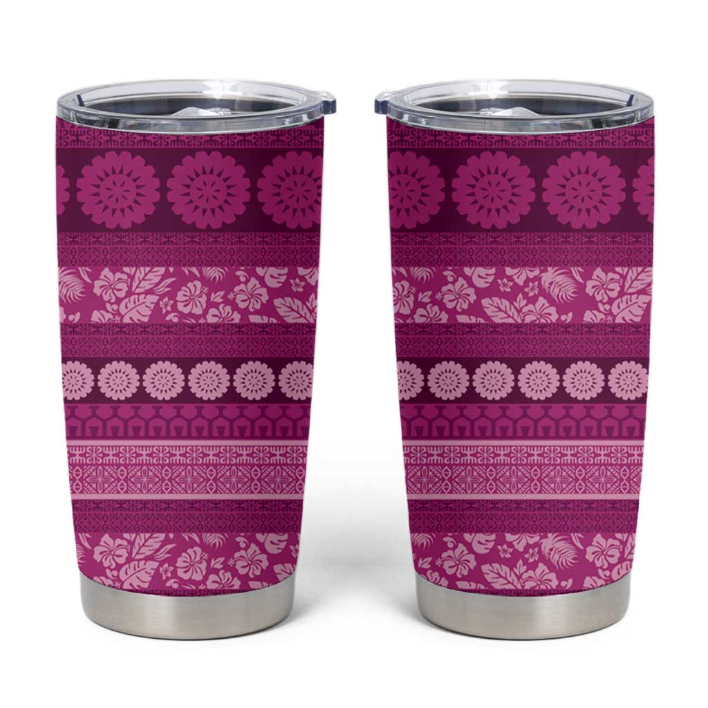 Fiji Marau na Kerisimasi Tumbler Cup Pink Tapa Masi Inspired Christmas LT9 Pink - Polynesian Pride