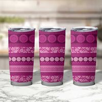 Fiji Marau na Kerisimasi Tumbler Cup Pink Tapa Masi Inspired Christmas LT9 - Polynesian Pride