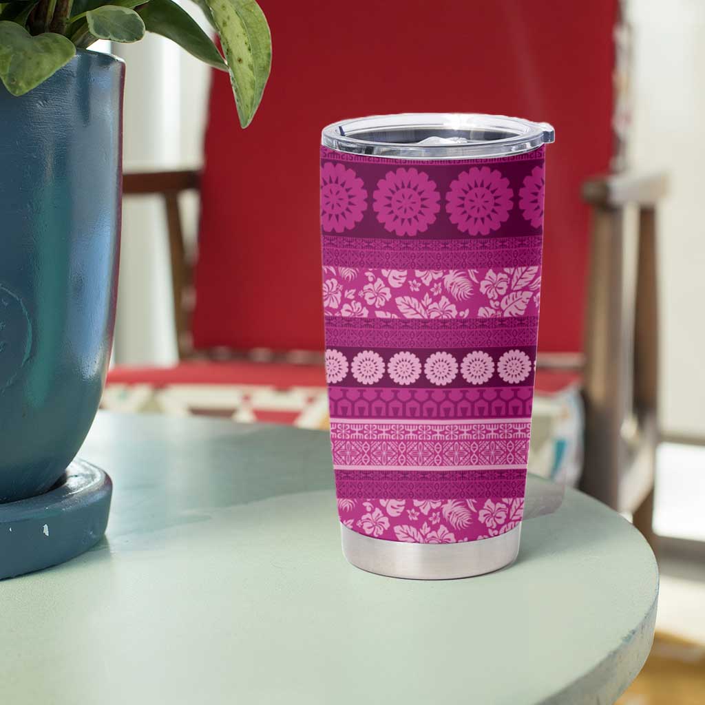 Fiji Marau na Kerisimasi Tumbler Cup Pink Tapa Masi Inspired Christmas LT9 - Polynesian Pride