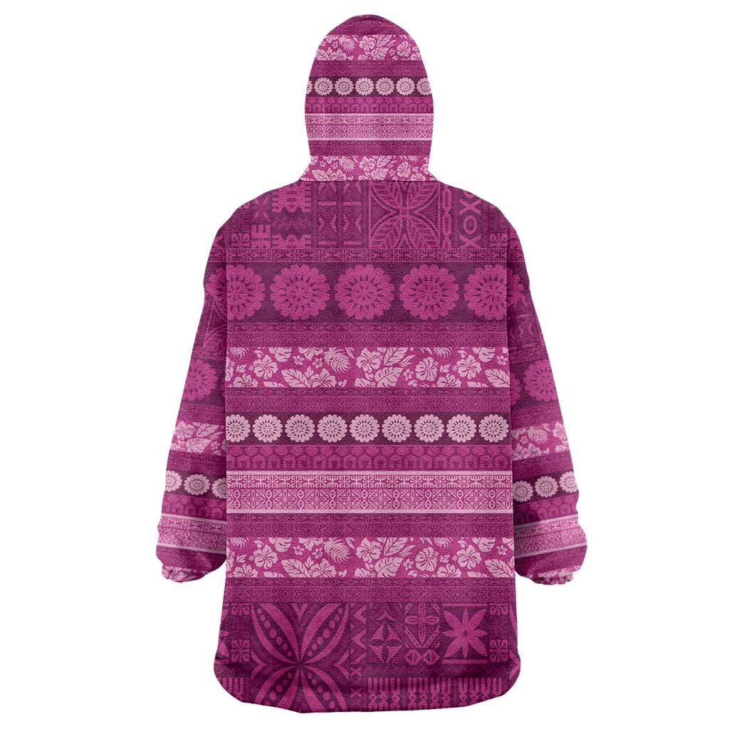 Fiji Marau na Kerisimasi Wearable Blanket Hoodie Pink Tapa Masi Inspired Christmas LT9 - Polynesian Pride
