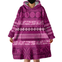 Fiji Marau na Kerisimasi Wearable Blanket Hoodie Pink Tapa Masi Inspired Christmas LT9 - Polynesian Pride