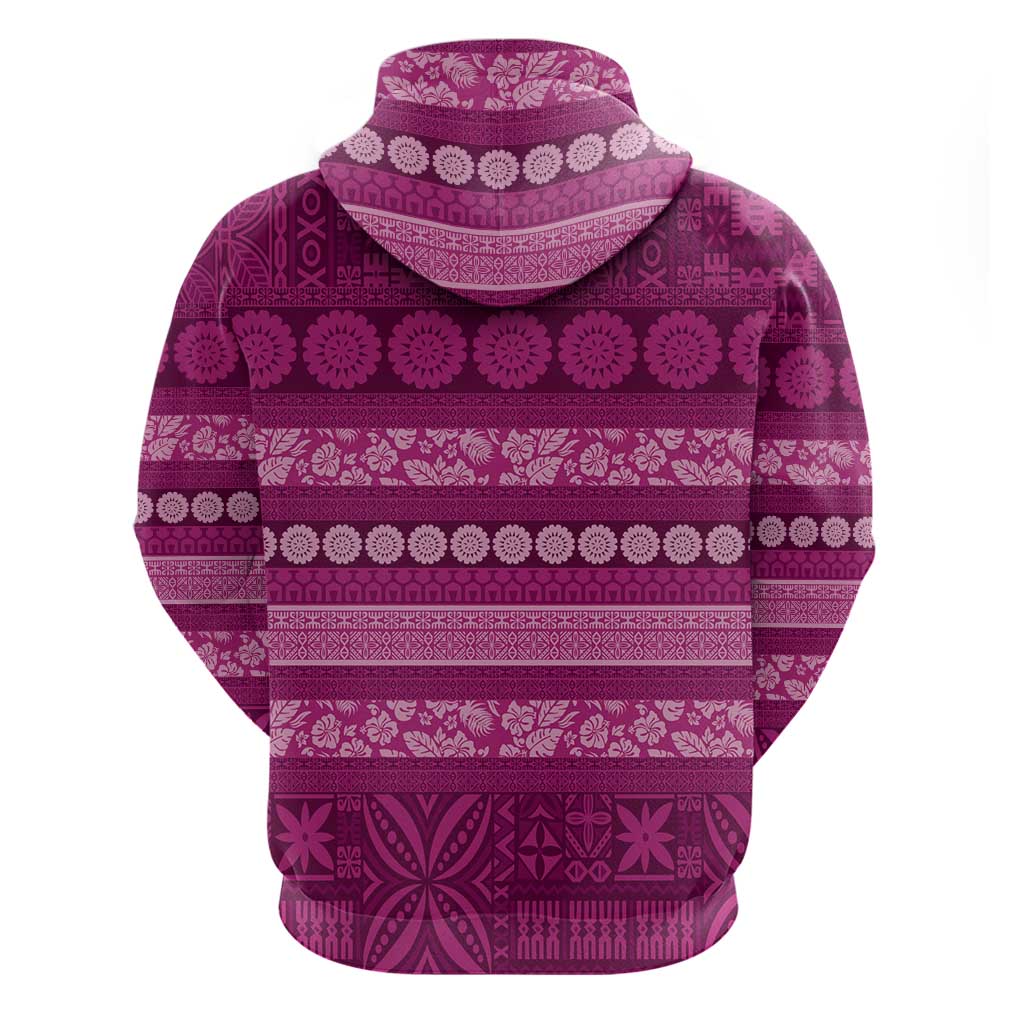 Fiji Marau na Kerisimasi Zip Hoodie Pink Tapa Masi Inspired Christmas LT9 - Polynesian Pride