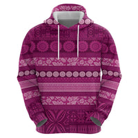 Fiji Marau na Kerisimasi Zip Hoodie Pink Tapa Masi Inspired Christmas LT9 - Polynesian Pride