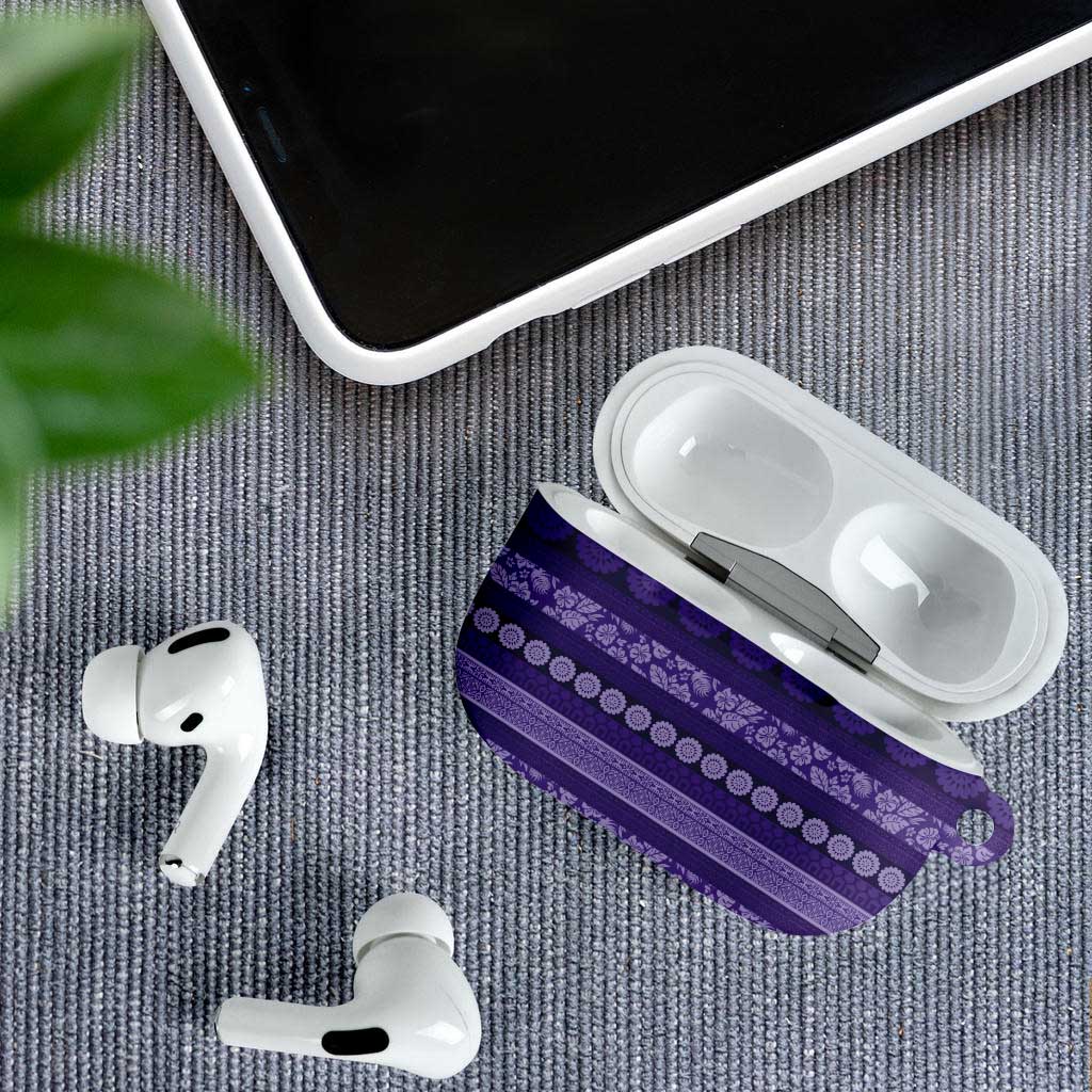 Fiji Marau na Kerisimasi AirPods Case Purple Tapa Masi Inspired Christmas - Polynesian Pride