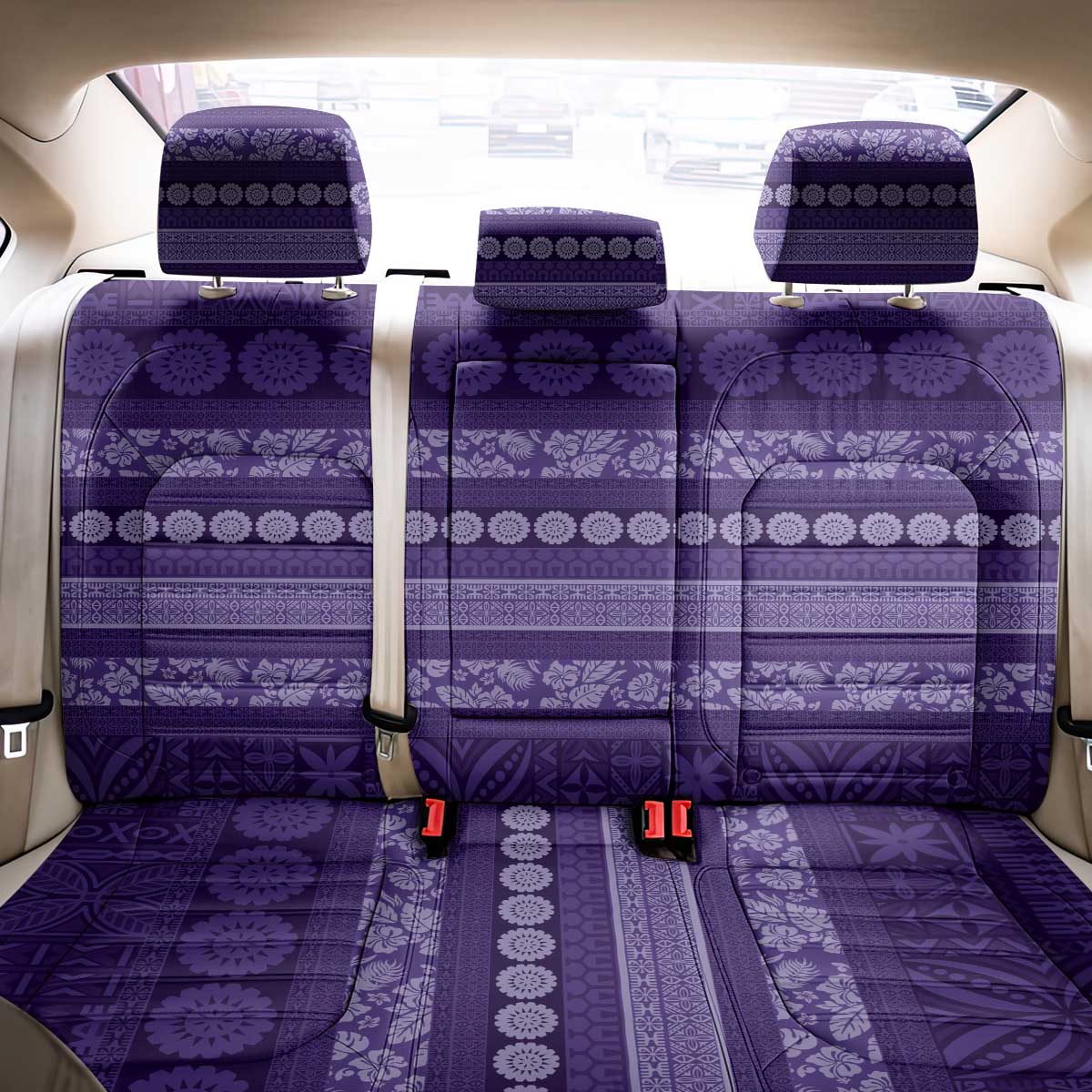 Fiji Marau na Kerisimasi Back Car Seat Cover Purple Tapa Masi Inspired Christmas LT9 - Polynesian Pride