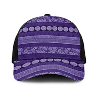 Fiji Marau na Kerisimasi Baseball Net Cap Purple Tapa Masi Inspired Christmas LT9 One Size Black Purple - Polynesian Pride