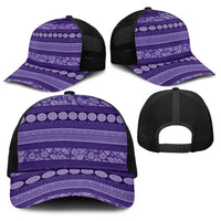 Fiji Marau na Kerisimasi Baseball Net Cap Purple Tapa Masi Inspired Christmas LT9 - Polynesian Pride