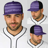 Fiji Marau na Kerisimasi Baseball Net Cap Purple Tapa Masi Inspired Christmas LT9 - Polynesian Pride