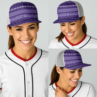 Fiji Marau na Kerisimasi Baseball Net Cap Purple Tapa Masi Inspired Christmas LT9 - Polynesian Pride