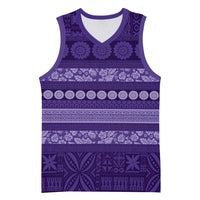 Fiji Marau na Kerisimasi Basketball Jersey Purple Tapa Masi Inspired Christmas LT9 Unisex Purple - Polynesian Pride