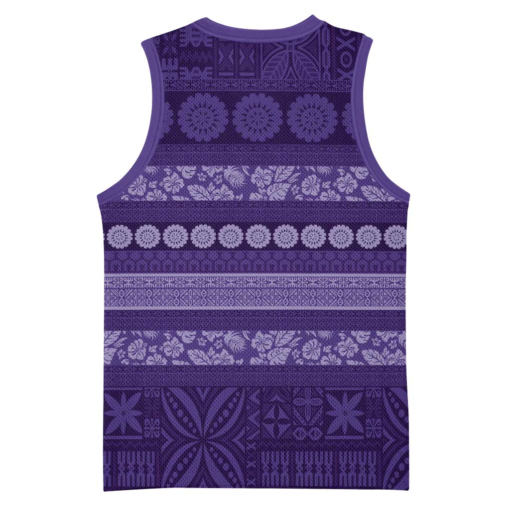 Fiji Marau na Kerisimasi Basketball Jersey Purple Tapa Masi Inspired Christmas LT9 - Polynesian Pride