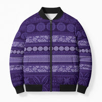 Fiji Marau na Kerisimasi Bomber Puffer Jacket Purple Tapa Masi Inspired Christmas LT9 Unisex Purple - Polynesian Pride