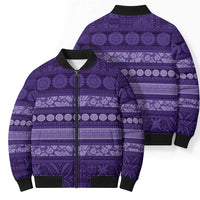 Fiji Marau na Kerisimasi Bomber Puffer Jacket Purple Tapa Masi Inspired Christmas LT9 - Polynesian Pride
