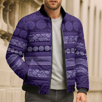Fiji Marau na Kerisimasi Bomber Puffer Jacket Purple Tapa Masi Inspired Christmas LT9 - Polynesian Pride