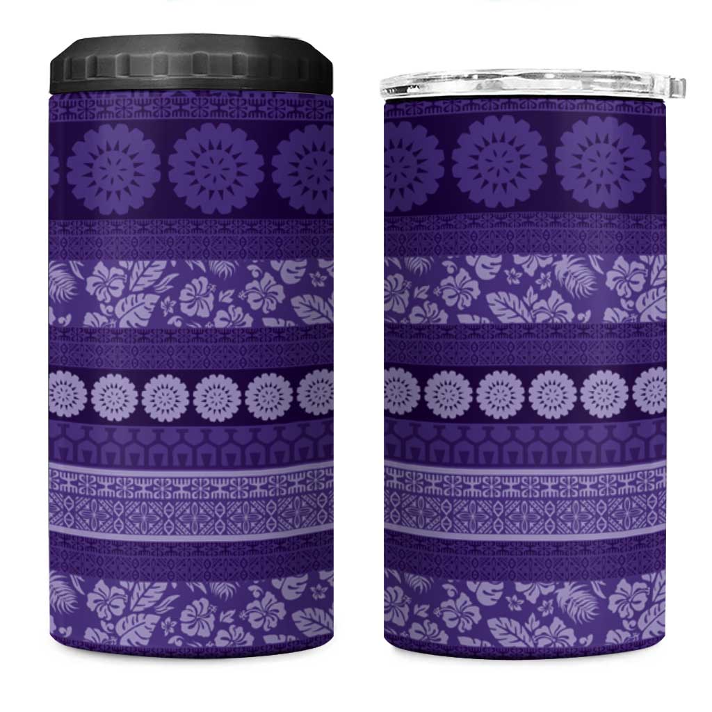 Fiji Marau na Kerisimasi 4 in 1 Can Cooler Tumbler Purple Tapa Masi Inspired Christmas LT9 One Size: 16 oz Purple - Polynesian Pride
