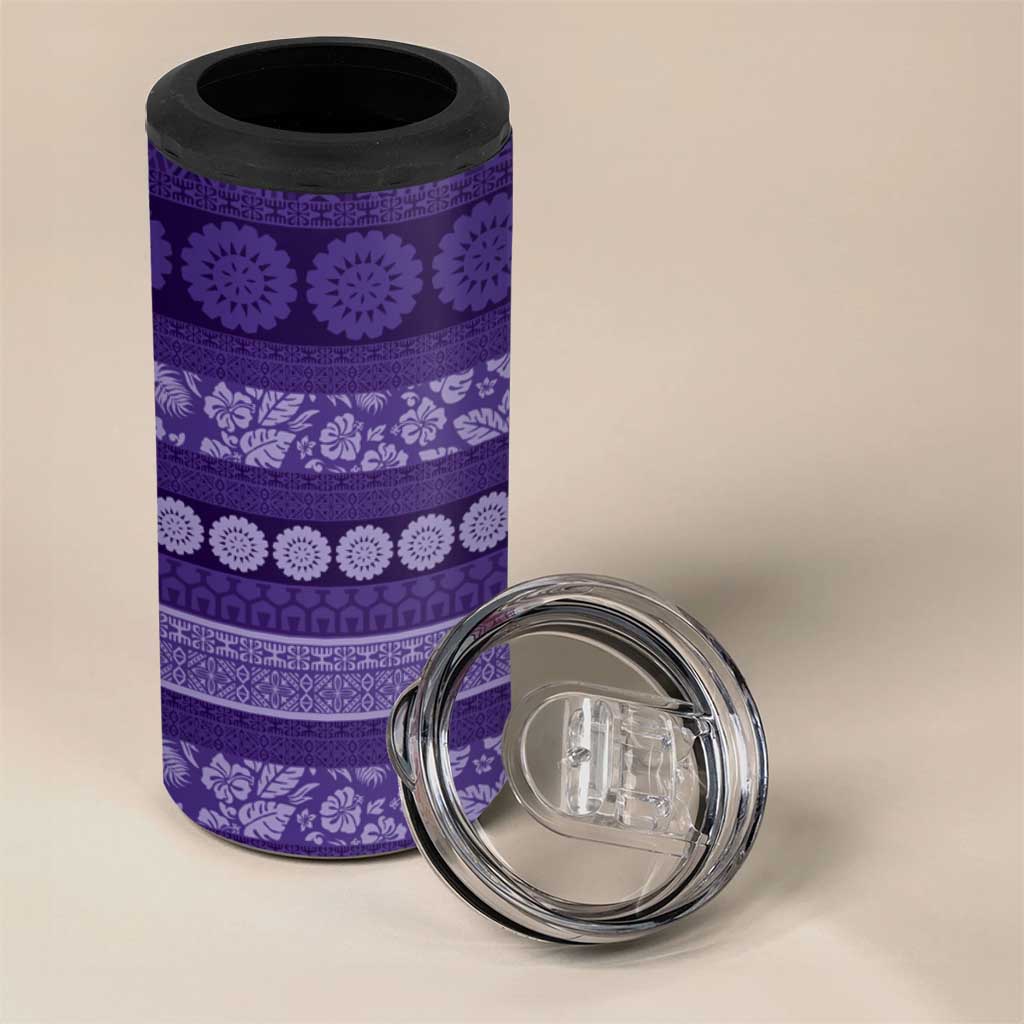 Fiji Marau na Kerisimasi 4 in 1 Can Cooler Tumbler Purple Tapa Masi Inspired Christmas LT9 - Polynesian Pride