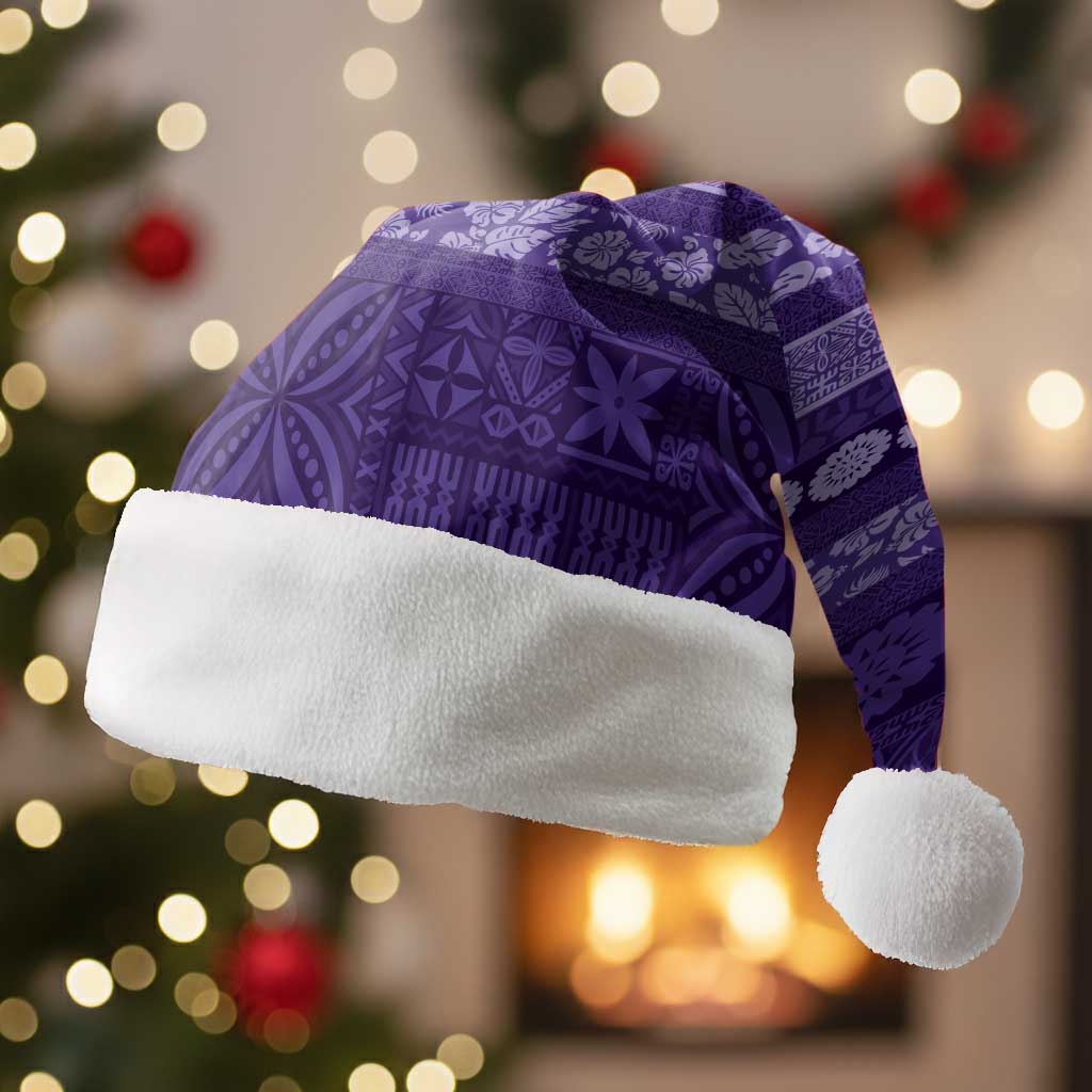 Fiji Marau na Kerisimasi Christmas Santa Hat Purple Tapa Masi Inspired Christmas LT9 Without Fur Purple - Polynesian Pride