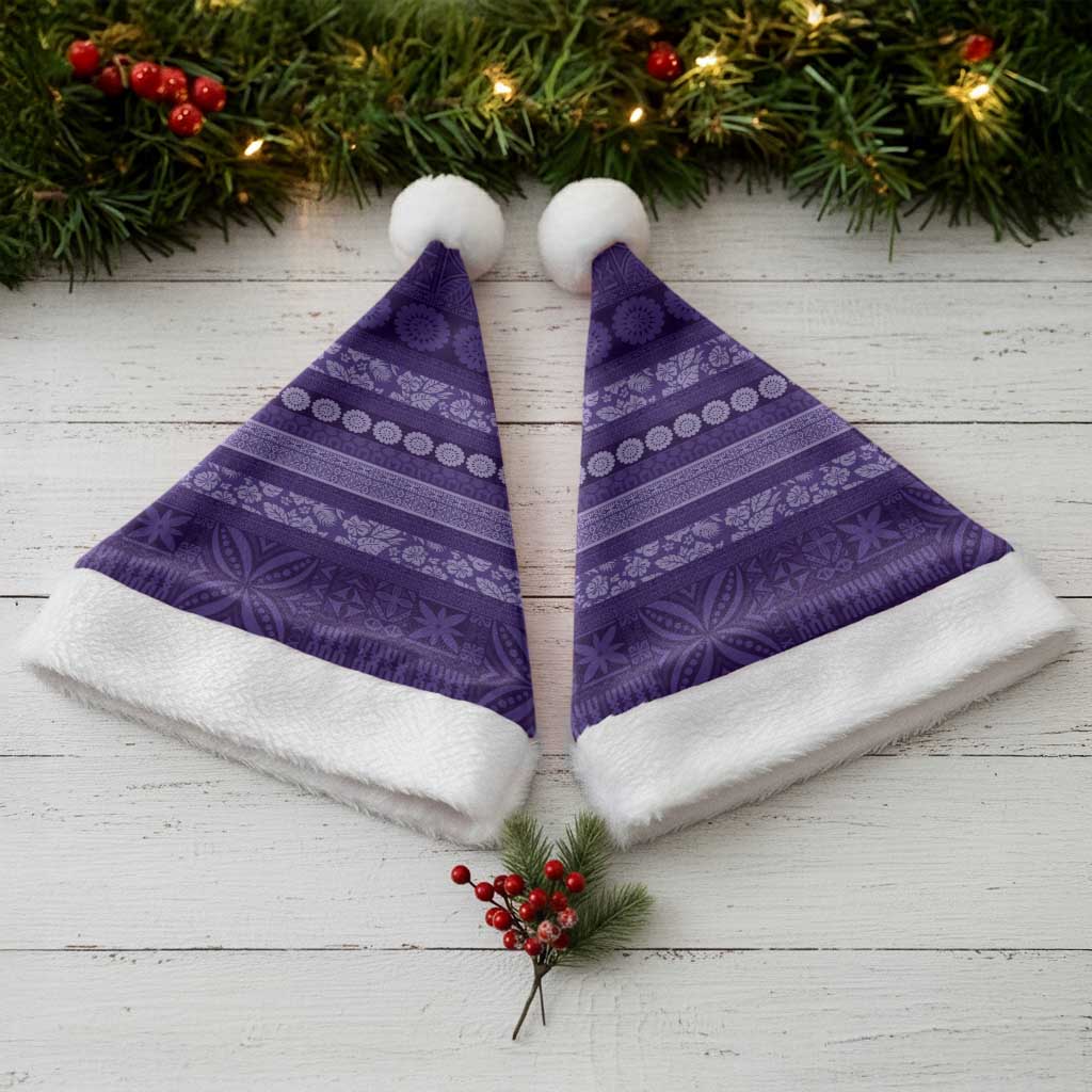 Fiji Marau na Kerisimasi Christmas Santa Hat Purple Tapa Masi Inspired Christmas LT9 - Polynesian Pride