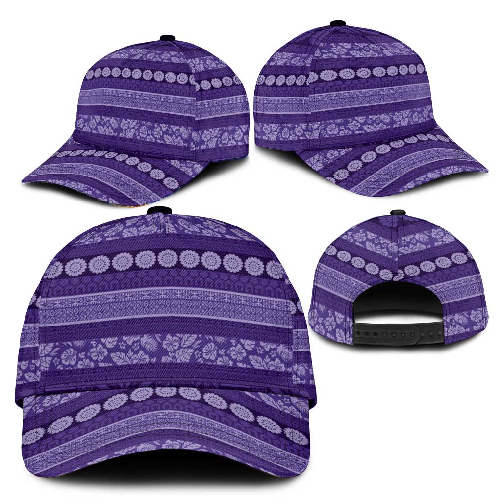 Fiji Marau na Kerisimasi Classic Cap Purple Tapa Masi Inspired Christmas - Polynesian Pride