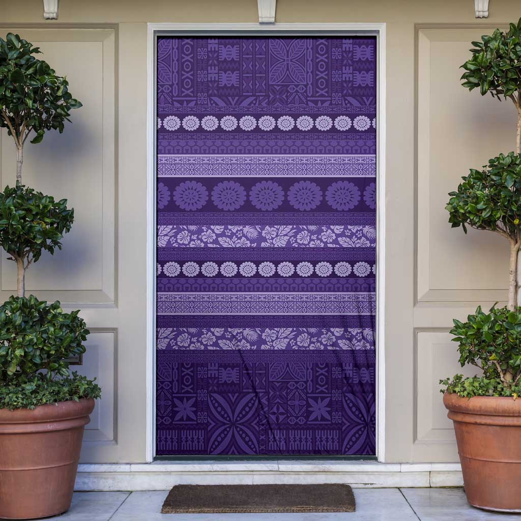 Fiji Marau na Kerisimasi Door Cover Purple Tapa Masi Inspired Christmas LT9 Purple - Polynesian Pride