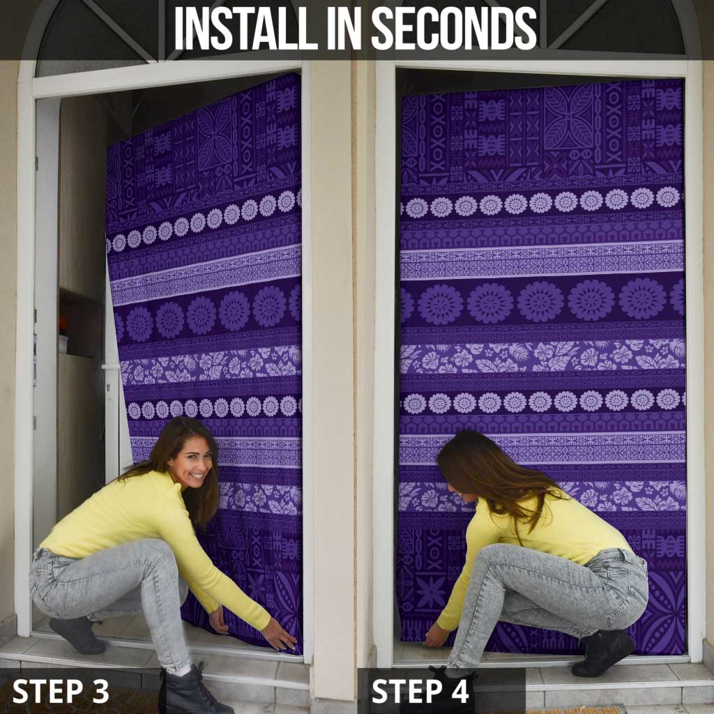 Fiji Marau na Kerisimasi Door Cover Purple Tapa Masi Inspired Christmas LT9 - Polynesian Pride