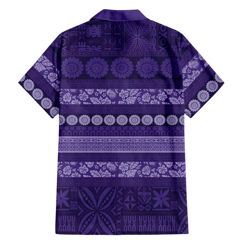 Fiji Marau na Kerisimasi Family Matching Off The Shoulder Long Sleeve Dress and Hawaiian Shirt Purple Tapa Masi Inspired Christmas LT9 - Polynesian Pride