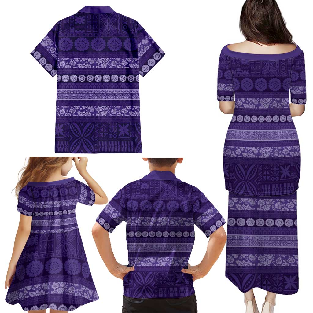 Fiji Marau na Kerisimasi Family Matching Puletasi and Hawaiian Shirt Purple Tapa Masi Inspired Christmas LT9 - Polynesian Pride