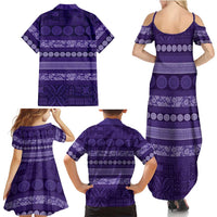 Fiji Marau na Kerisimasi Family Matching Summer Maxi Dress and Hawaiian Shirt Purple Tapa Masi Inspired Christmas LT9 - Polynesian Pride