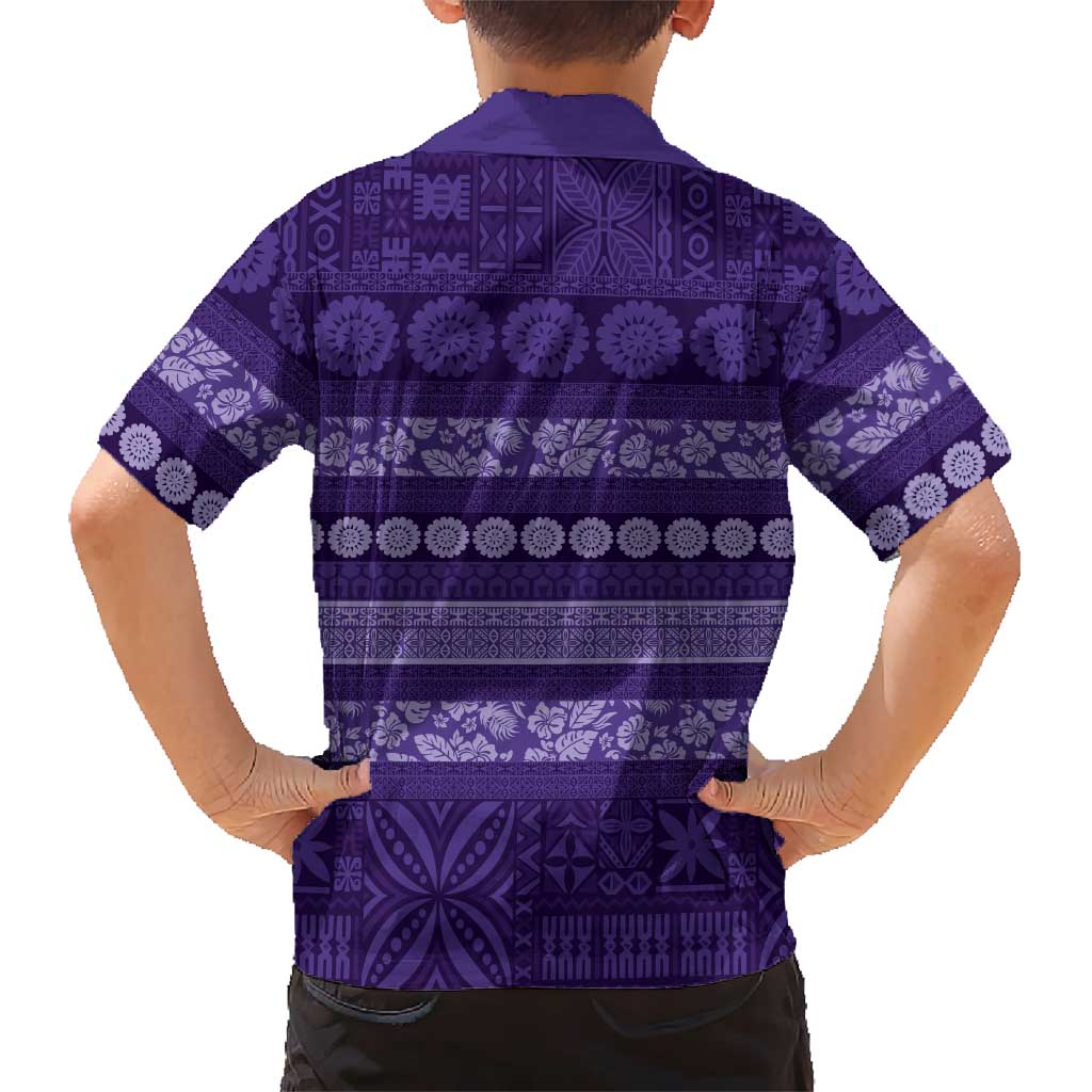 Fiji Marau na Kerisimasi Family Matching Tank Maxi Dress and Hawaiian Shirt Purple Tapa Masi Inspired Christmas LT9 - Polynesian Pride